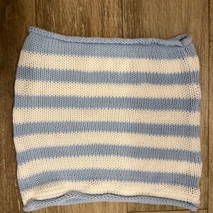 Edikted Blue and White Knit Fabric tube top